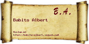 Babits Albert névjegykártya